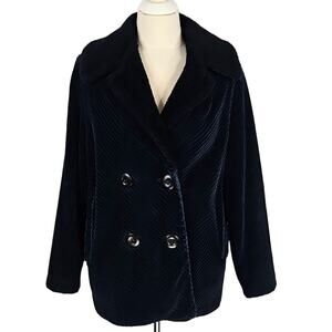 Vintage White Stag Navy Blue Corduroy Pea Coat Size Medium